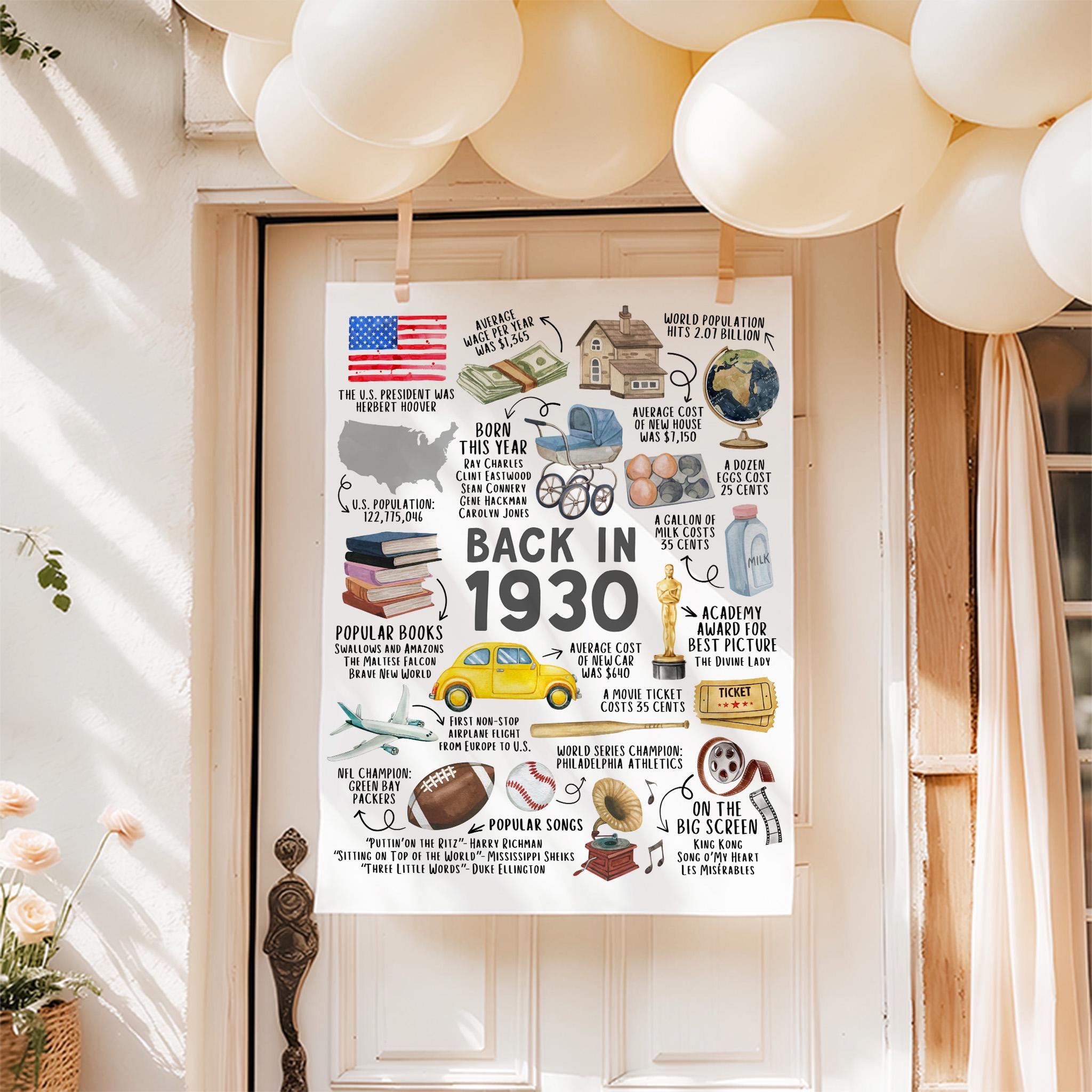 95th Birthday Gift – Born in 1930 USA Fun Facts Sign