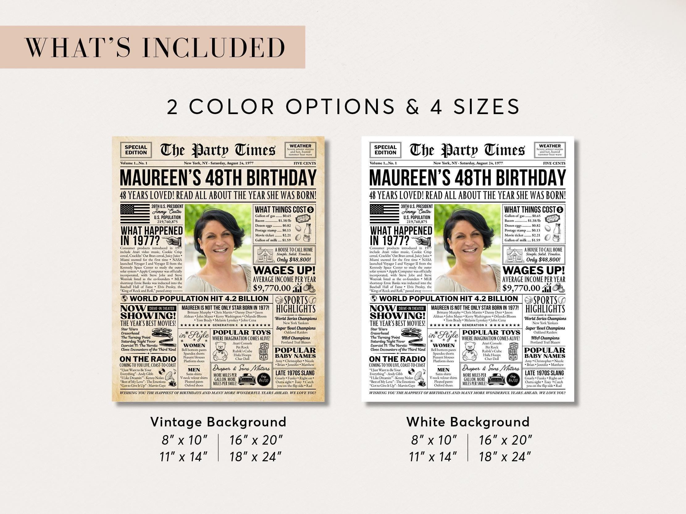 48th Birthday Newspaper Poster with Photo