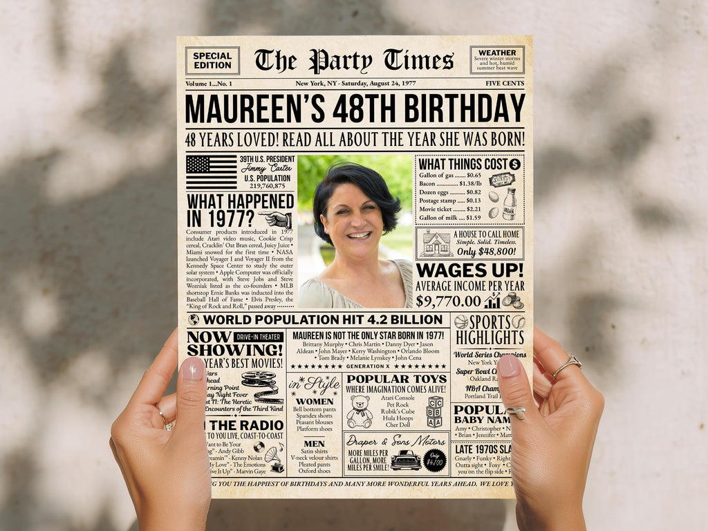 48th Birthday Newspaper Poster with Photo