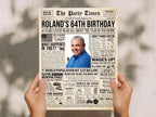 64th Birthday Newspaper Poster Sign, Back In 1961 Birthday Gift For Men Or Women, 64 Years Ago Party Decorations Printable, Edit With Canva