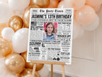 13th Birthday Gift Back in 2012 Newspaper Poster, Birth Year Fun Facts Sign, Teenager Party Decoration, Unique Keepsake, Edit With Canva