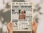 73rd Birthday Newspaper Poster, Flashback to 1952, Year You Were Born 73rd Birthday Sign, Gift for Mom or Dad Printable, Edit With Canva