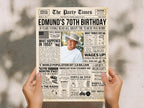 70th Birthday Newspaper Sign, Back in 1955 Poster, Year You Were Born, Editable Custom Year Print, DIY Gift For Mom Or Dad, Edit With Canva