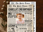 3rd Birthday Newspaper Poster, Born in 2022 Sign, Editable Third Birthday Milestone Keepsake, Photo Welcome Sign Printable, Edit With Canva