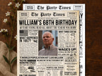 68th Birthday Gift, Back in 1957 Newspaper Poster, Personalized Gift for Dad Or Mom, 50s Theme Party Keepsake Printable, Edit With Canva
