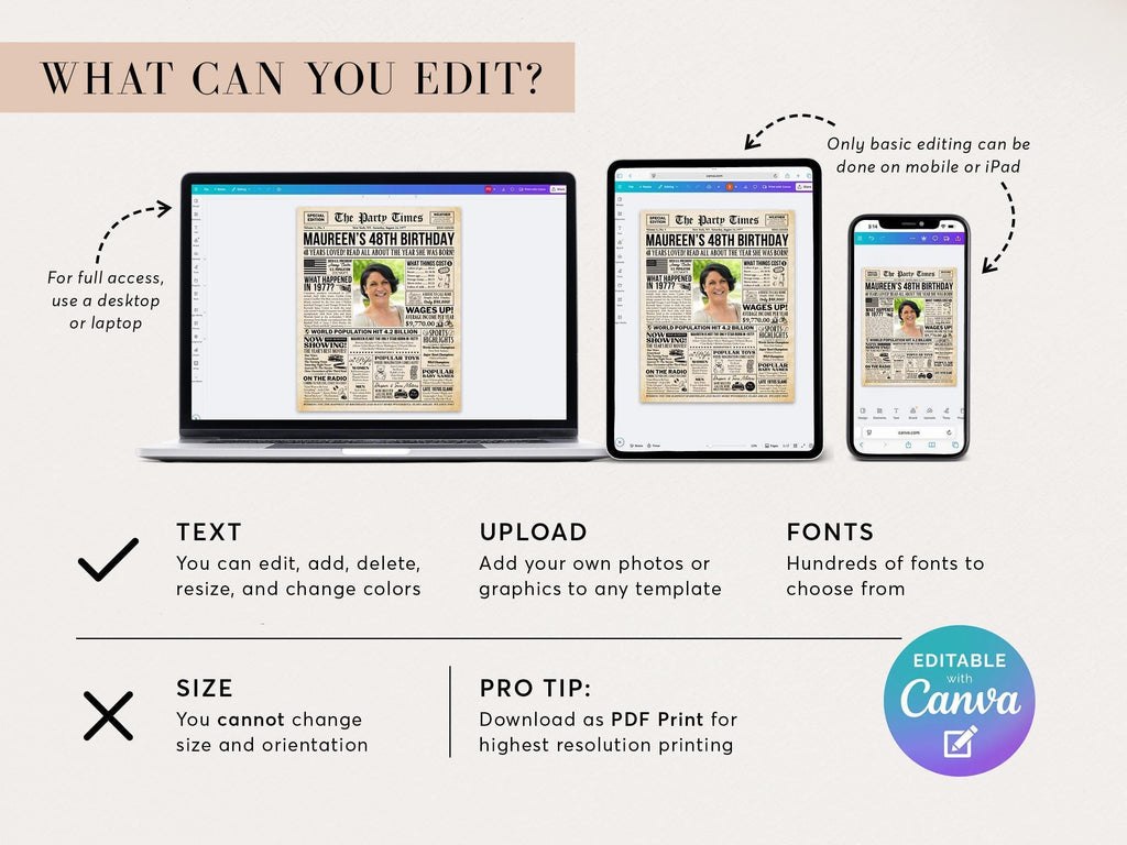 48th Birthday Newspaper Poster with Photo