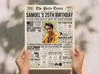 25th Birthday Gift, Born in 2000 Newspaper Poster, 25 Years Ago Party Decoration Keepsake Print, Retro Table Decor, Edit With Canva