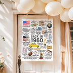 65th Birthday Gift, 65th Birthday Poster Printable, Back in 1960 Fun Facts Party Decoration Sign, Instant Download, IL01