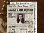 44th Birthday Newspaper Poster, Back In 1981 Party Welcome Decoration Sign, Editable 44 Years Loved Any Age Printable, Edit With Canva