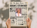 15th Birthday Gift, Back in 2010 Newspaper Poster, Editable 15 Years Ago Trivia, Personalized Teenage Girl Or Boy Gift, Edit With Canva