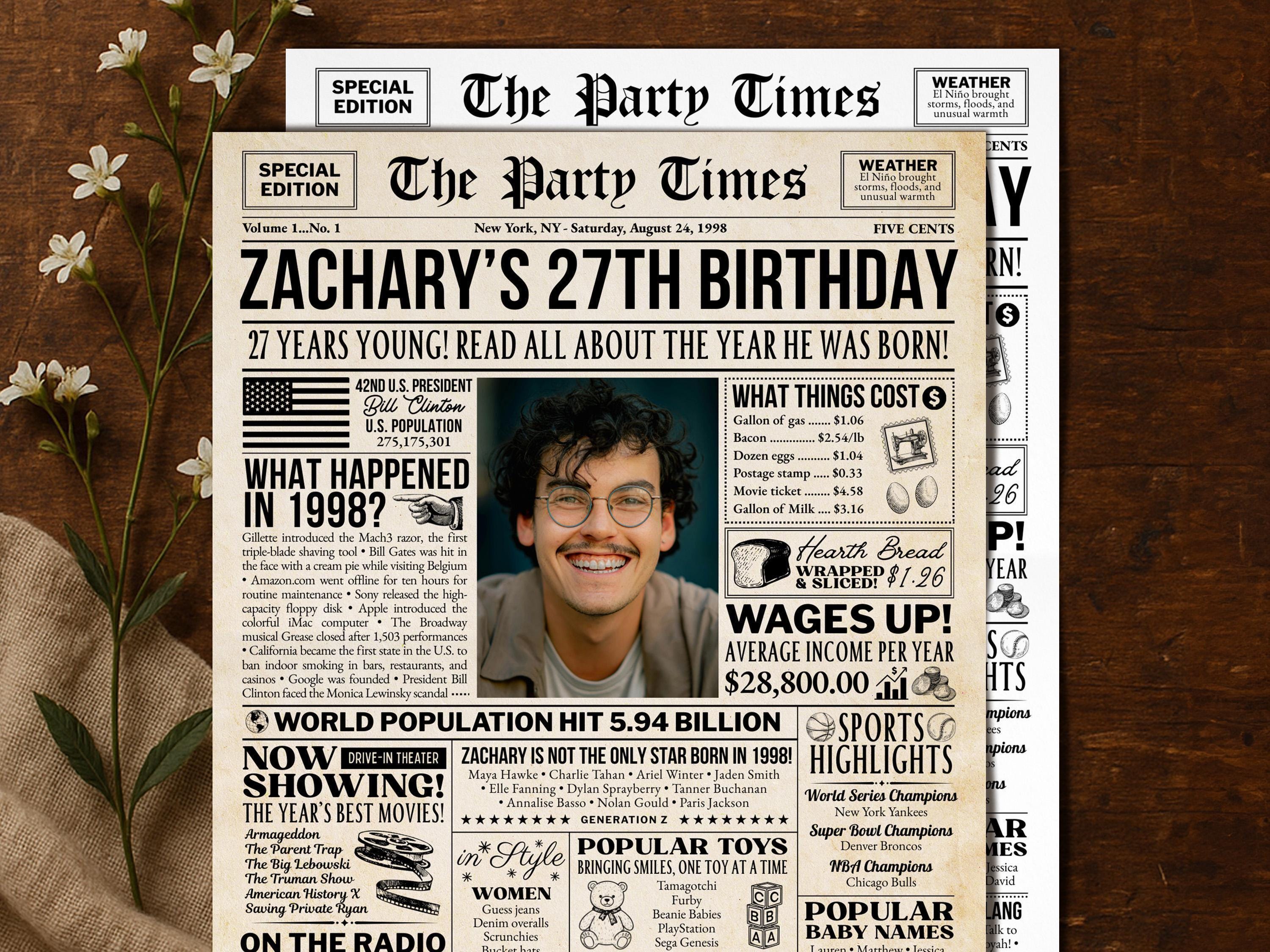 27th Birthday Newspaper Poster