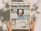 94th Birthday Newspaper Sign, Back in 1931 Poster, Year You Were Born, Editable Custom Year Print, DIY Gift For Grandpa, Edit With Canva