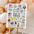 70th Birthday Gift, 70th Birthday Poster Printable, Back in 1955 Fun Facts Party Decoration Sign, Instant Download, IL01