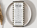 75th Birthday Place Cards, Editable Back In 1950 Party Decorations, 75th Milestone Birthday Trivia Table Cards Printable, Edit With Canva