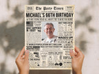 66th Birthday Newspaper Poster Sign, Born In 1959 Birthday Milestone Gift, Editable Back to the 50s Party Decorations, Edit With Canva