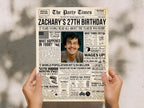 27th Birthday Newspaper Poster, Back in 1998 Sign, Custom Birthday Milestone Photo Keepsake, Back to the 90s Welcome Sign, Edit With Canva