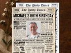 66th Birthday Newspaper Poster Sign, Born In 1959 Birthday Milestone Gift, Editable Back to the 50s Party Decorations, Edit With Canva