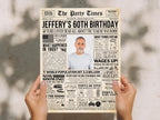 60th Birthday Newspaper Poster, Back in 1965 Sign, Custom Birthday Milestone Photo Keepsake, Back to the 60s Welcome Sign, Edit With Canva