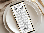 25th Birthday Place Cards, Editable Back In 2000 Party Decorations, 25th Milestone Birthday Trivia Table Cards Printable, Edit With Canva