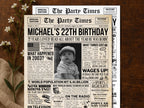 22nd Birthday Newspaper Poster Sign, Back in 2003, Editable USA Fun Facts Party Sign, Custom Year You Were Born Printable, Edit With Canva