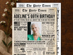 69th Birthday Newspaper Poster Sign, Back in 1956 USA Fun Facts Party Sign, Editable 50s Throwback Party Decoration, Edit With Canva