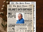 64th Birthday Newspaper Poster Sign, Back In 1961 Birthday Gift For Men Or Women, 64 Years Ago Party Decorations Printable, Edit With Canva