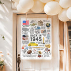 80th Birthday Gift – Born in 1945 USA Fun Facts Sign