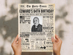 84th Birthday Celebration Sign, Back in 1941 Newspaper Poster, Custom Gift for Seniors, Photo Birthday Welcome Sign, Edit With Canva