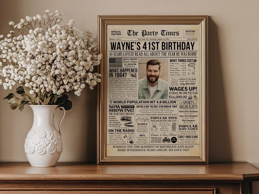 41st Birthday Newspaper Poster with Photo