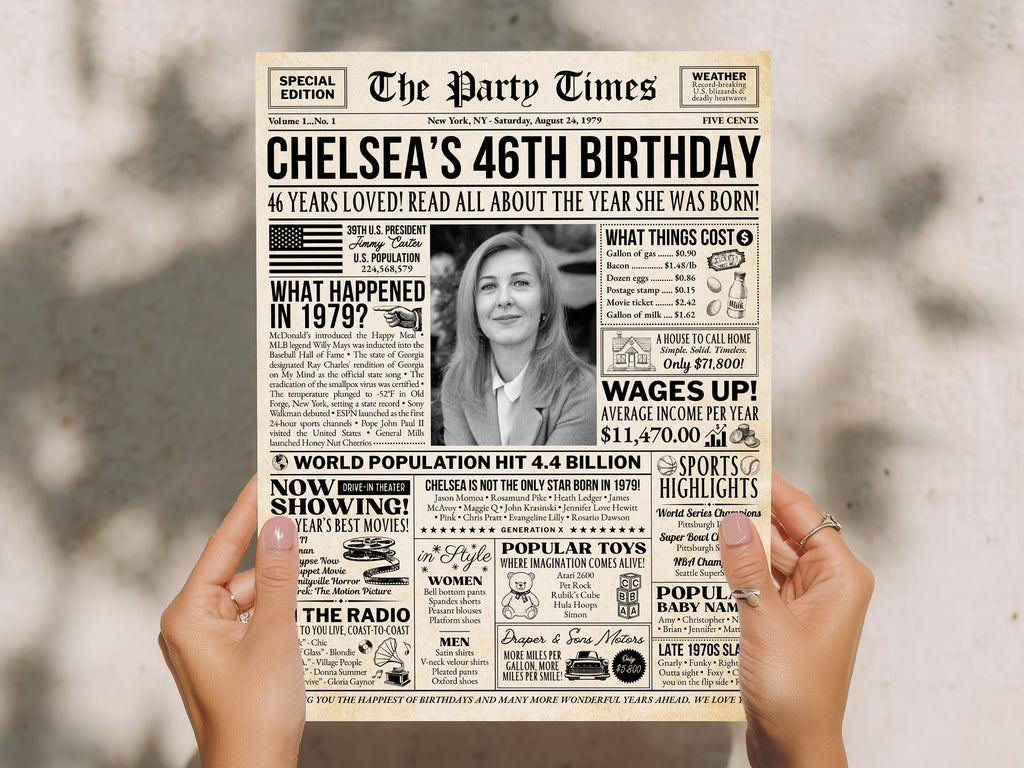 46th Birthday Newspaper Poster with Photo