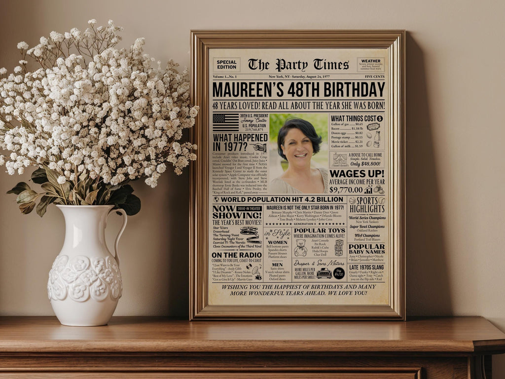48th Birthday Newspaper Poster with Photo