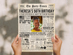 56th Birthday Newspaper Poster Sign, Back in 1969 Birthday Gift For Mom or Dad, Custom Nostalgic Keepsake Printable DIY, Edit With Canva