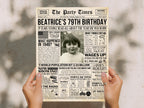 79th Birthday Welcome Celebration Sign, Back in 1946 Newspaper Poster, Year You Were Born, Personalized Gift for Grandma, Edit With Canva