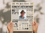 96th Birthday Newspaper Poster Sign, Born In 1929 Birthday Milestone Keepsake Gift, Editable Party Decorations Printable, Edit With Canva