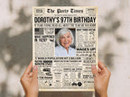97th Birthday Newspaper Poster Sign, Back In 1928 Birthday Gift, 50s Theme Party Year in Review Keepsake Printable, Edit With Canva