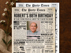 88th Birthday Newspaper Poster Sign, Back In 1937 Birthday Gift For Grandpa, 88 Years Ago Retro Party Decorations Printable, Edit With Canva