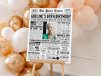 69th Birthday Newspaper Poster Sign, Back in 1956 USA Fun Facts Party Sign, Editable 50s Throwback Party Decoration, Edit With Canva