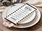 55th Birthday Place Cards, Editable Back In 1970 Party Decorations, 55th Milestone Birthday Trivia Table Cards Printable, Edit With Canva