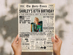 87th Birthday Newspaper Poster Sign, Back In 1938 Retro Party Decorations, Editable Custom Year You Were Born  Printable, Edit With Canva