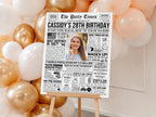 28th Birthday Newspaper Poster Sign, Back in 1997 USA Facts, Editable 90s Throwback Party 28 Years Ago Party Decoration, Edit With Canva