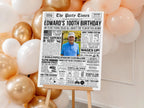 100th Birthday Newspaper Sign, Back in 1925 100 Years Ago Poster, Editable 20s Throwback Party Decorations Print, Edit With Canva
