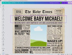Baby Announcement Newspaper Poster, Pregnancy Reveal Time Capsule, Editable Baby Shower Welcome Sign Printable, Edit With Canva
